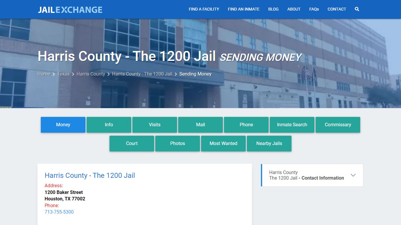 Send Money to Inmate - Harris County - The 1200 Jail, TX - Jail Exchange