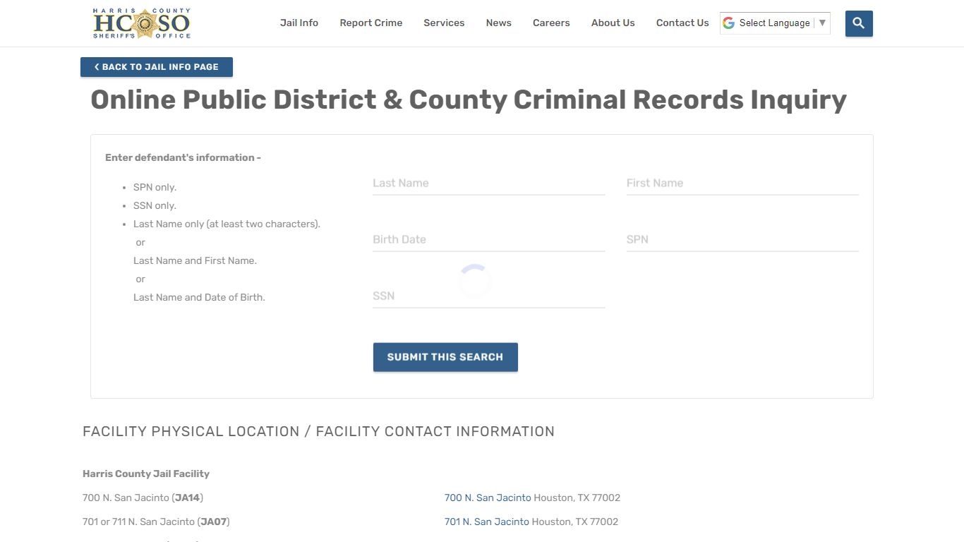 Online Public District & County Criminal Records Inquiry—Harris County ...