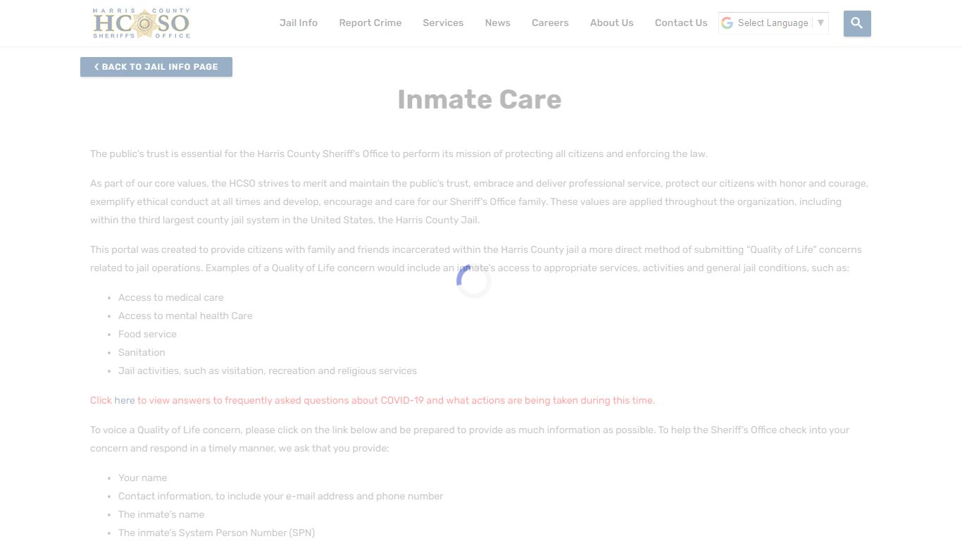 Inmate Care—Harris County Texas Sheriff's Office